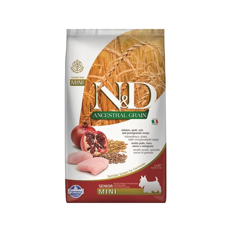 Farmina N&D dog AG senior mini, chicken, spelt, oats & pomegranate 2,5 kg