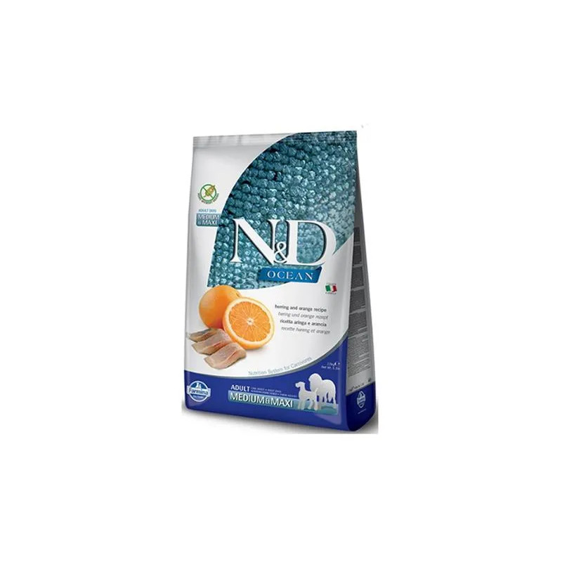 Farmina N&D dog OCEAN (GF) adult medium & maxi, herring & orange 12 kg