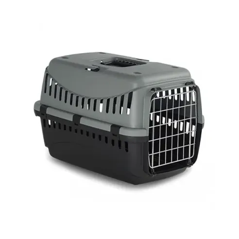 Duvo+ Box ECO L szállítóbox 58x38x38 cm, műanyag, fém ajtó, szürke