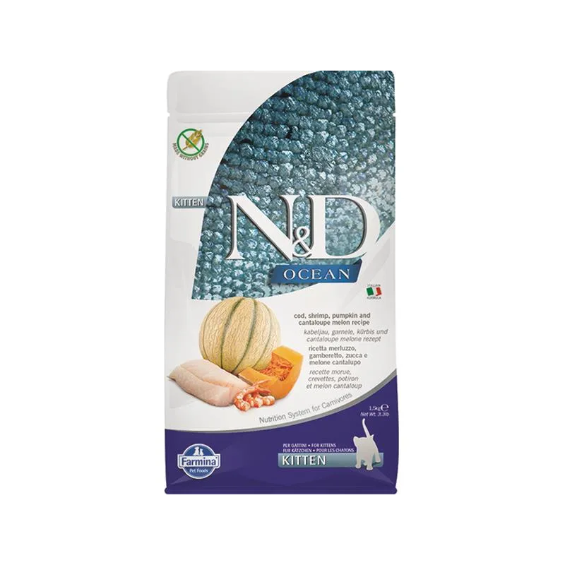 Farmina N&D cat OCEAN PUMPKIN (GF) kitten, cod, shrimp & cantaloupe melon 1,5 kg