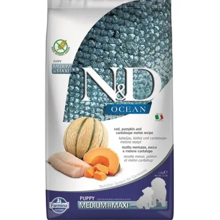 Farmina N&D dog OCEAN PUMPKIN (GF) puppy medium & maxi, cod & cantaloupe melon 2,5 kg