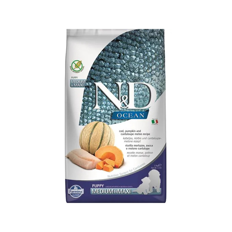 Farmina N&D dog OCEAN PUMPKIN (GF) puppy medium & maxi, cod & cantaloupe melon 2,5 kg