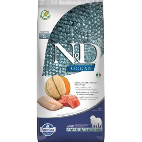 N&D Ocean Adult Giant Maxi salmon, cod, & cantaloupe melon 12 kg