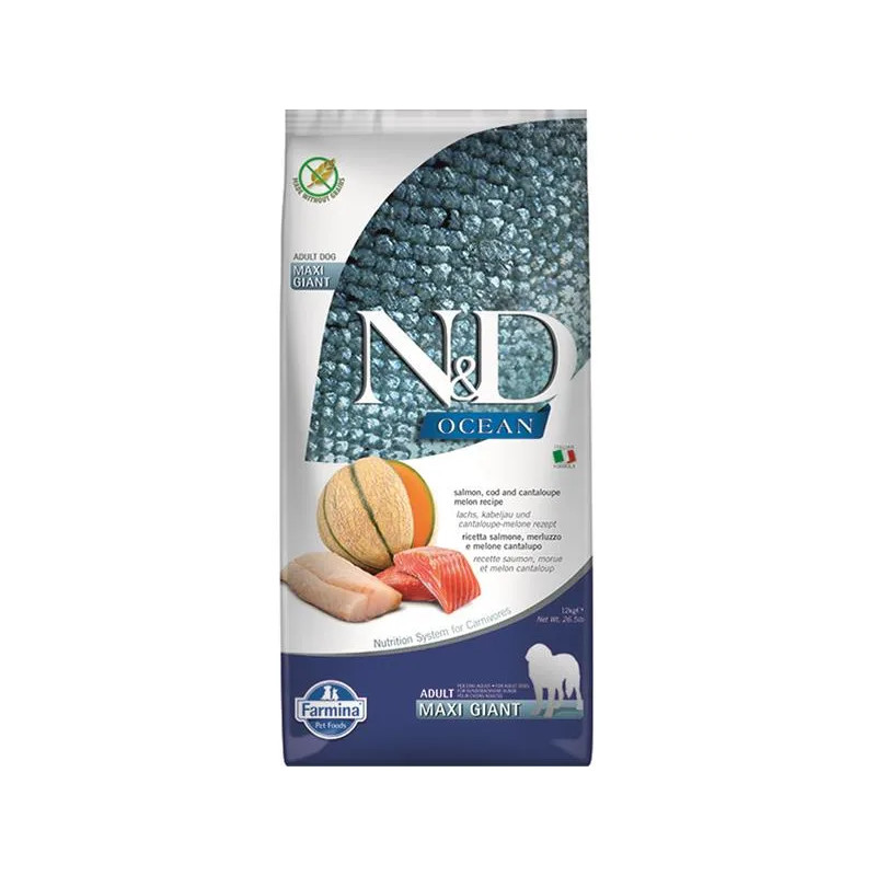 N&D Ocean Adult Giant Maxi salmon, cod, & cantaloupe melon 12 kg