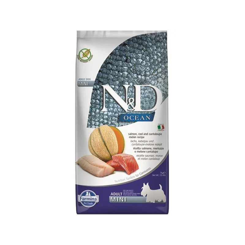 Farmina N&D dog OCEAN (GF) adult mini, salmon, cod & cantaloupe melon 7 kg