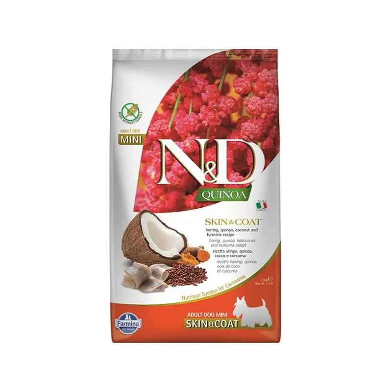 Farmina N&D dog QUINOA (GF) adult mini, skin & coat, herring & coconut 2,5 kg