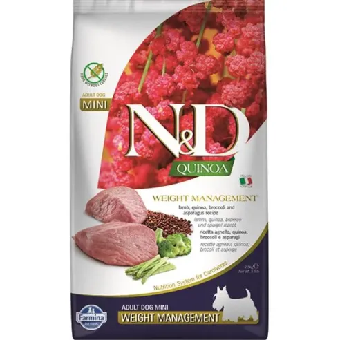 Farmina N&D dog QUINOA (GF) adult mini, weight managment, lamb 0,8 kg