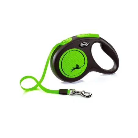 Flexi New Neon póráz szalag S 5 m zöld (legfeljebb 15 kg-ig)