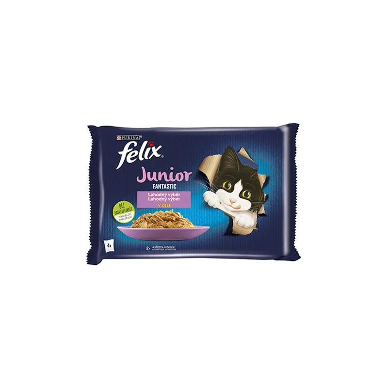 Nestlé FELIX Fantastic macska Multipack junior csirke&lazac zselében tasak 4x85 g