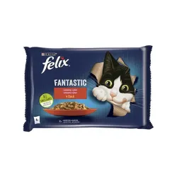 Nestlé FELIX Fantastic macska Multipack marha&csirke aszpikban tasak 4x85 g