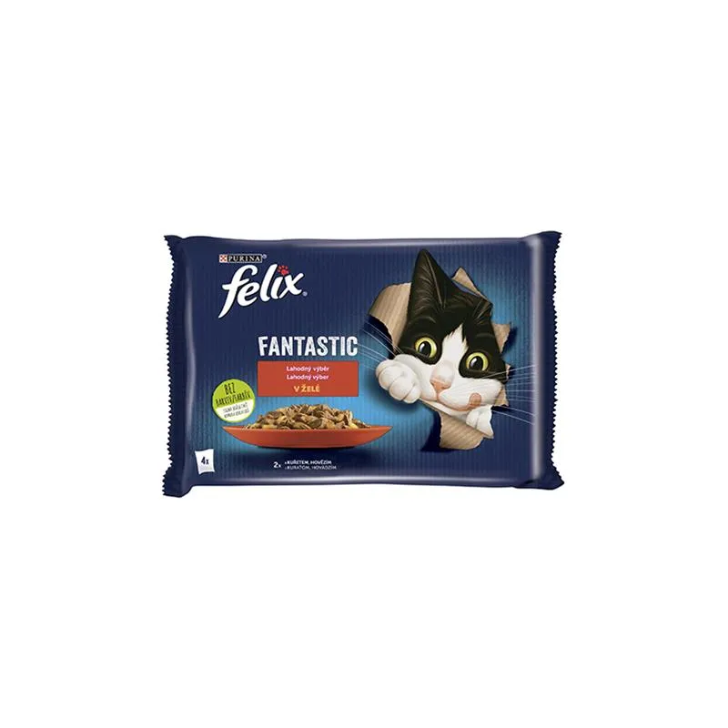Nestlé FELIX Fantastic macska Multipack marha&csirke aszpikban tasak 4x85 g
