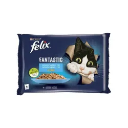 Nestlé FELIX Fantastic macska Multipack lazac&vörös durbincs zselé alutasak 4x85 g