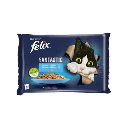 Nestlé FELIX Fantastic macska Multipack lazac&vörös durbincs zselé alutasak 4x85 g