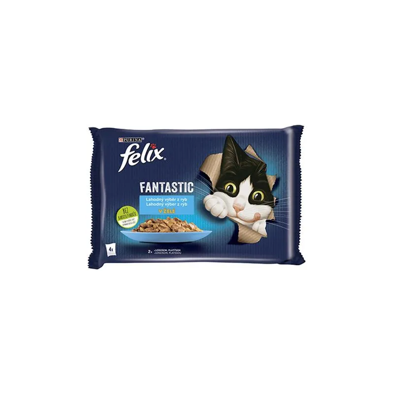 Nestlé FELIX Fantastic macska Multipack lazac&vörös durbincs zselé alutasak 4x85 g
