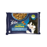Nestlé FELIX Sensations macska Multipack lazac és garnéla & tőkehal és paradicsom zselé tasak 4x85 g