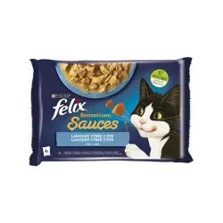 Nestlé FELIX Sensations macska Multipack tőkehal & szardínia alutasak 4x85 g