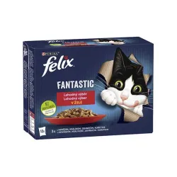 Nestlé FELIX Fantastic macska Multipack húsos válogatás zselében tasak 12x85 g