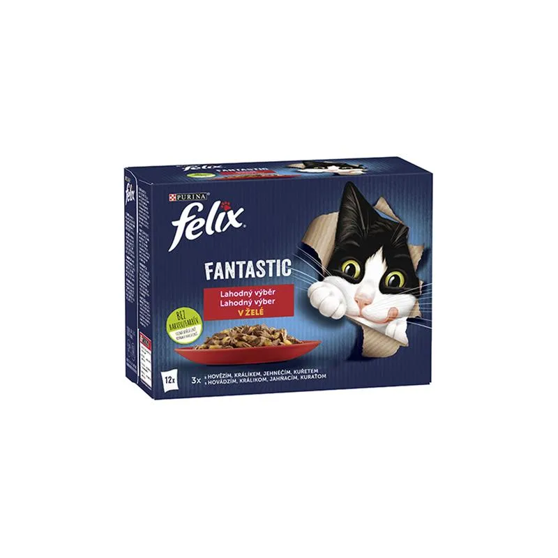 Nestlé FELIX Fantastic macska Multipack húsos válogatás zselében tasak 12x85 g