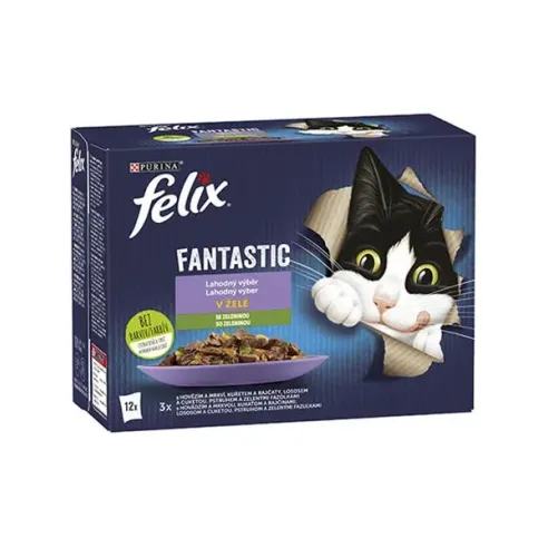 Nestlé FELIX Fantastic macska Multipack zöldséges zselé válogatás, 12x85 g tasak
