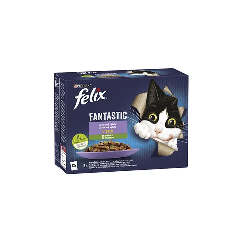 Nestlé FELIX Fantastic macska Multipack zöldséges zselé válogatás, 12x85 g tasak