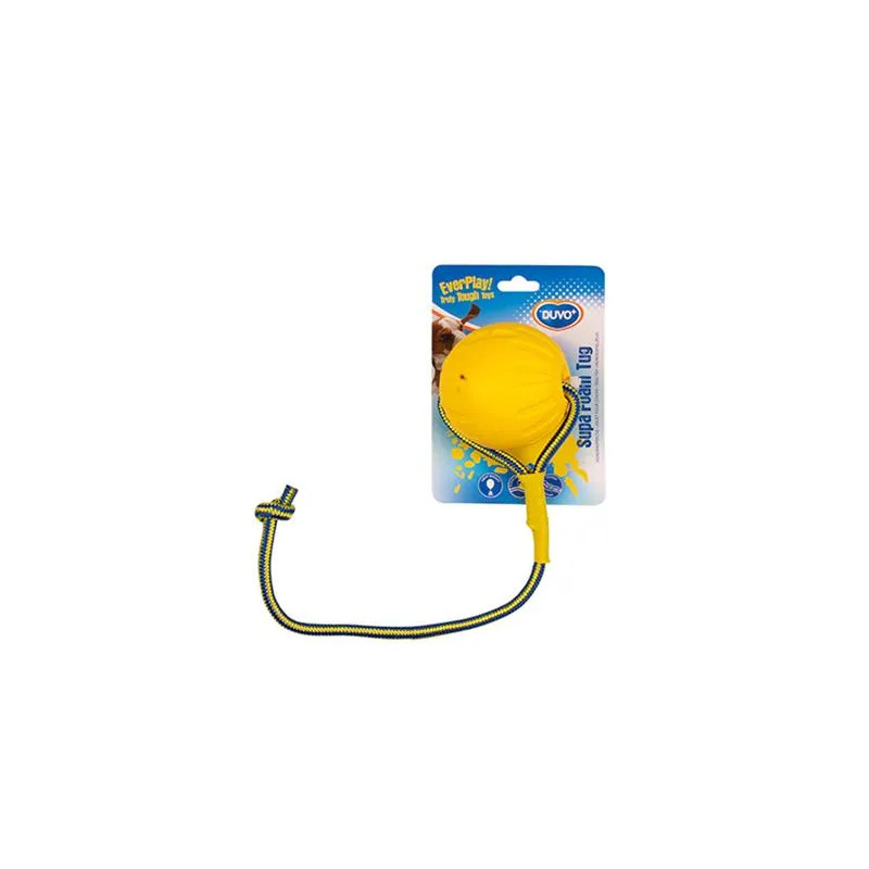 DUVO+ játék labda úszó kötéllel, sárga, 10x49 cm átmérő