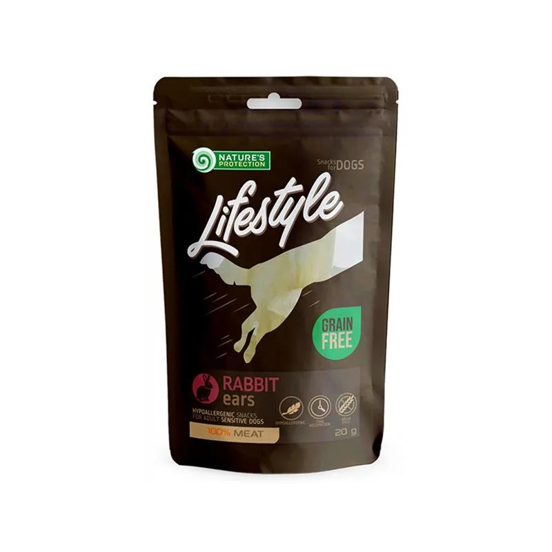 Jutalomfalat Natures P Lifestyle kutyáknak szárított nyúlfülek nyúlhússal 12x75 g