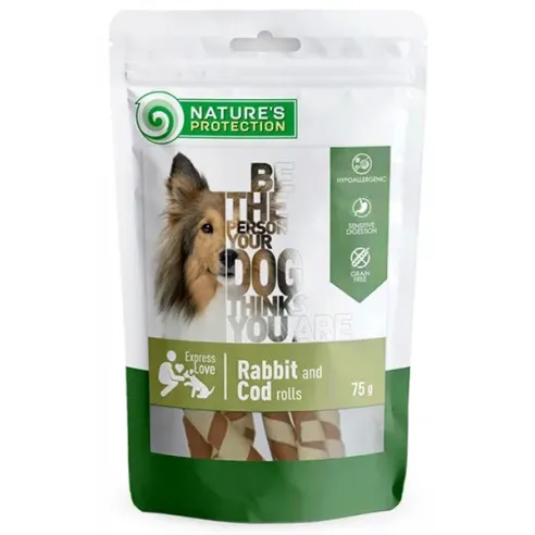 Pamlsok Natures P Snack dog rabbit & cod rolls 12x75 g