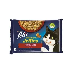 Nestlé FELIX Sensations macska Multipack marha & csirke zselében tasak 4x85 g