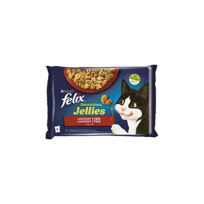 Nestlé FELIX Sensations macska Multipack marha & csirke zselében tasak 4x85 g
