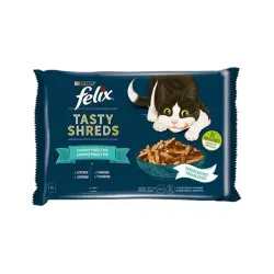 Nestlé FELIX Tasty shreds macska multipack lazac & tonhal szószban alutasak 4x80 g