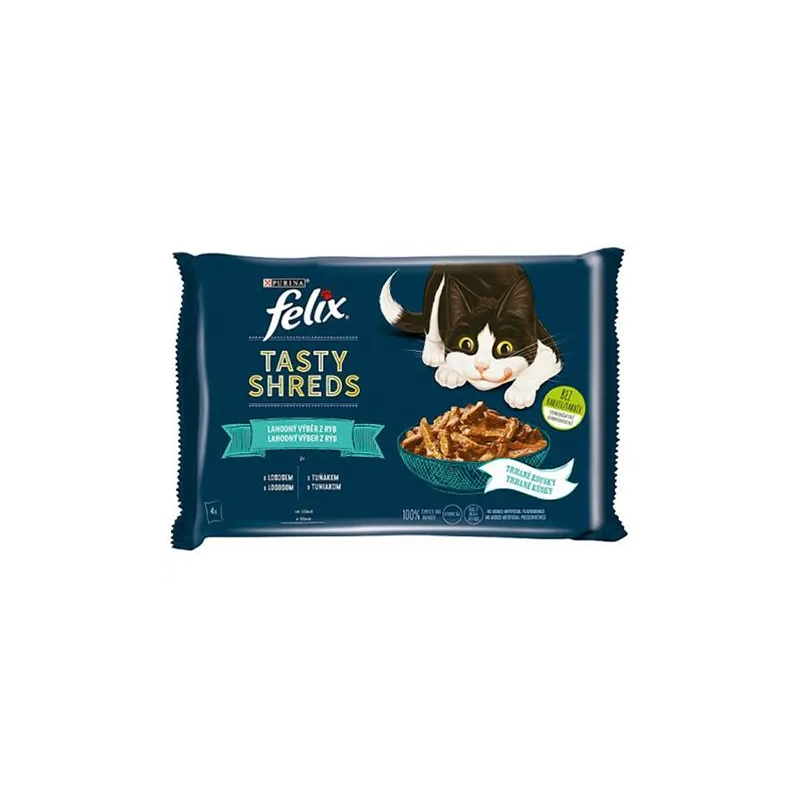 Nestlé FELIX Tasty shreds macska multipack lazac & tonhal szószban alutasak 4x80 g