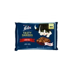 Nestlé FELIX Tasty shreds macska Multipack marha&csirke szószban alutasak 4x80 g