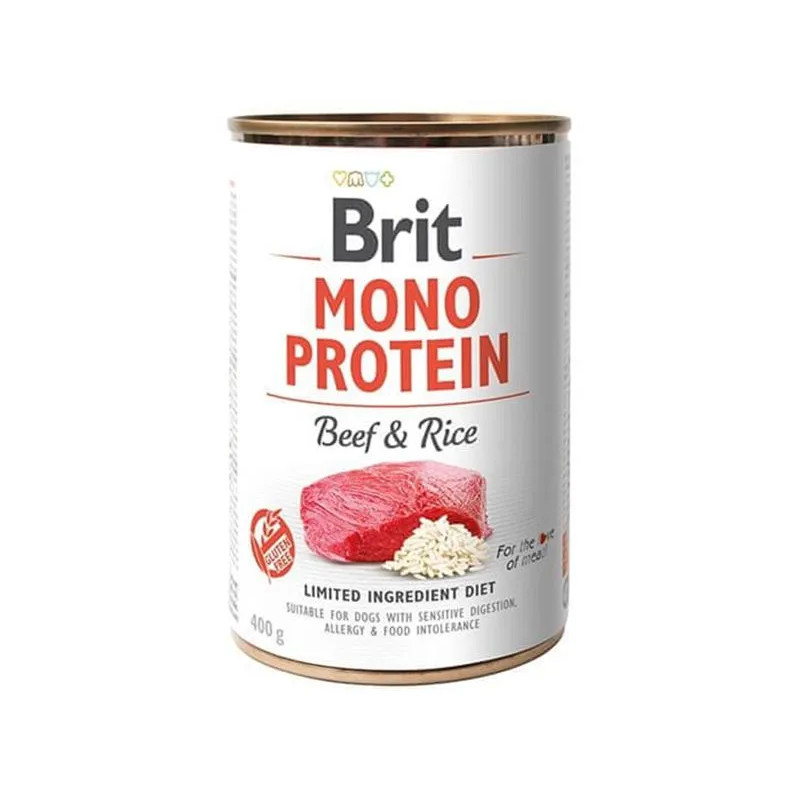 Brit Mono Protein Marha & Barna Rizs 400 g konzerv