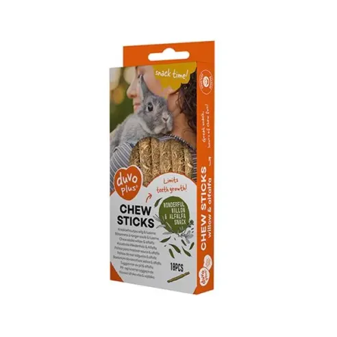 DUVO+ rágcsálnivaló botok fűzfával és lucernával rágcsálóknak 70g - 10 db - 12x1x1cm