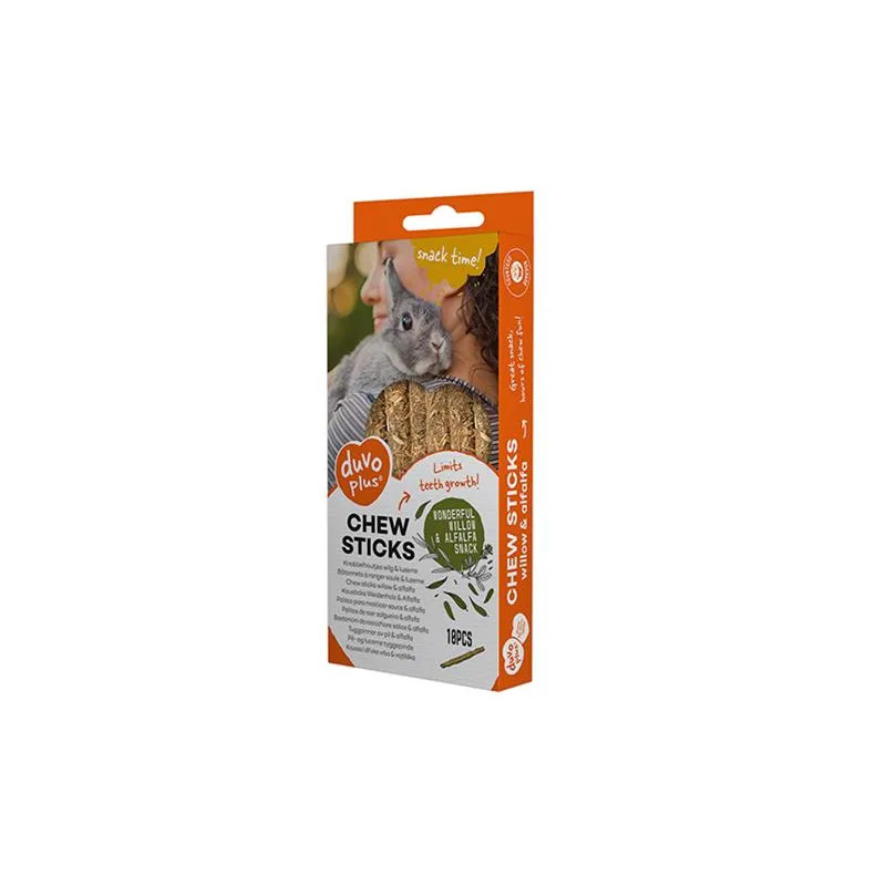 DUVO+ rágcsálnivaló botok fűzfával és lucernával rágcsálóknak 70g - 10 db - 12x1x1cm
