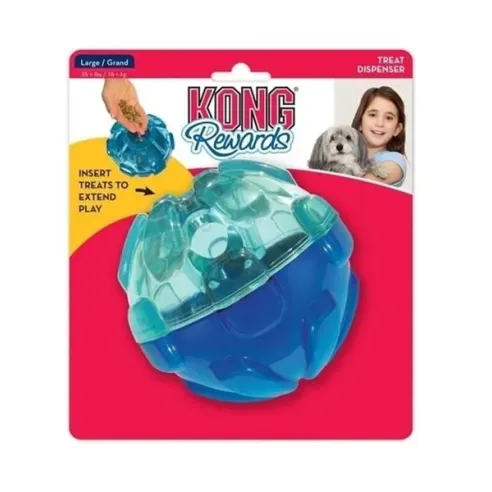 Kong Dog Rewards Labda tölthető, kék, termoplasztikus gumi, L - átmérő 10,5 cm