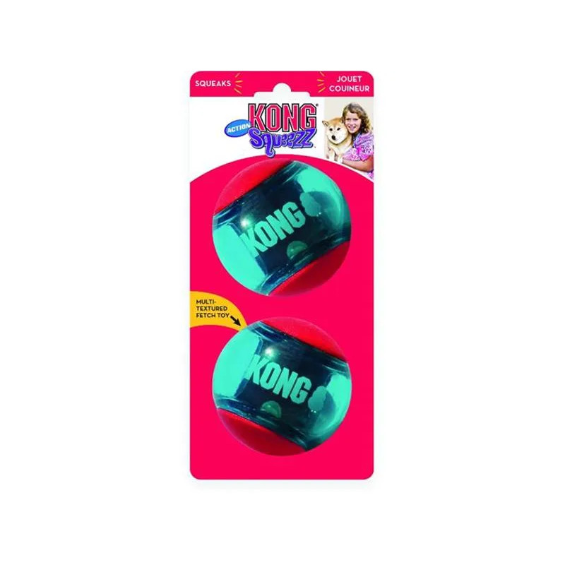 Kong Dog Squeezz Action sípoló labda, hőre lágyuló gumi, L (2 db/csomag)