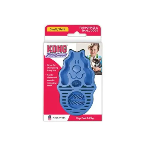 Kong ZoomGroom kék gumikefe L - 11,5 × 7 × 2,5 cm