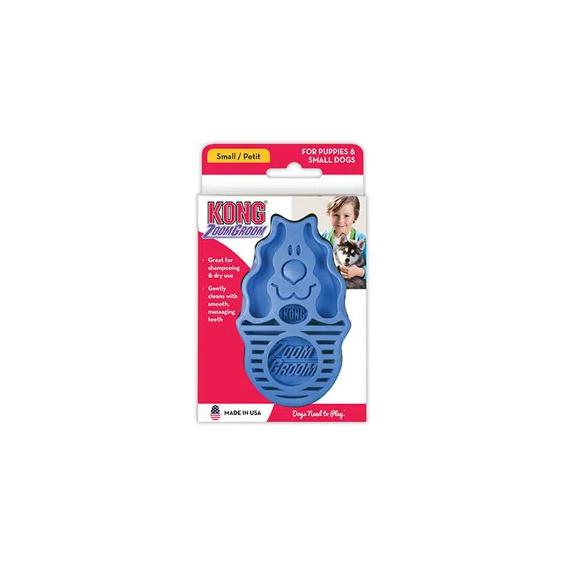 Kong ZoomGroom kék gumikefe L - 11,5 × 7 × 2,5 cm