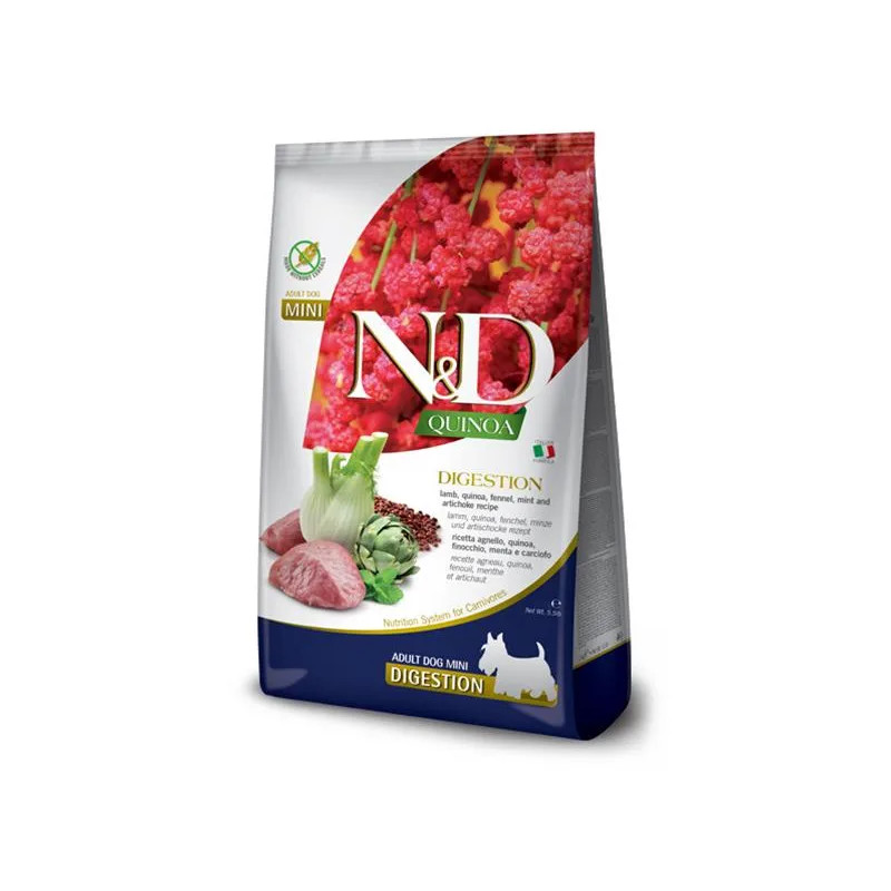 Farmina N&D kutya QUINOA (GF) adult mini, emésztés, bárány 0,8 kg