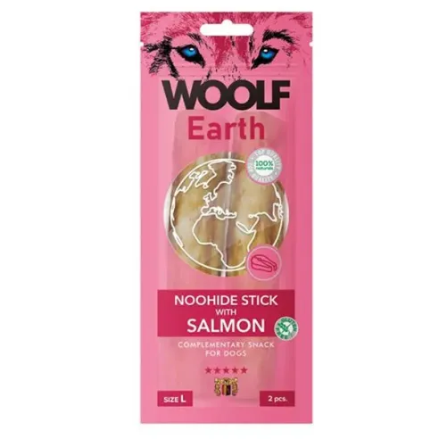 Pamlsok Woolf Dog Earth NOOHIDE L Sticks with Salmon 85 g