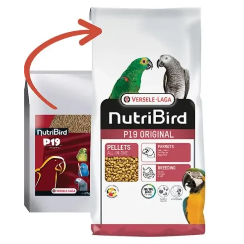 VL NutriBird P19 Original - extrudált eledel tenyésztéshez, pihéresedéshez és nagy papagájok fokozott igényeihez hazai gyümölcsö