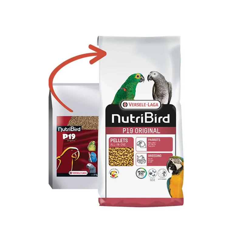 VL NutriBird P19 Original - extrudált eledel tenyésztéshez, pihéresedéshez és nagy papagájok fokozott igényeihez hazai gyümölcsö