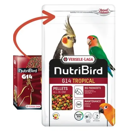 VL Orlux NutriBird G14 Tropical – extrudált eledel közepes papagájoknak trópusi gyümölcsökkel napi etetésre 1 kg
