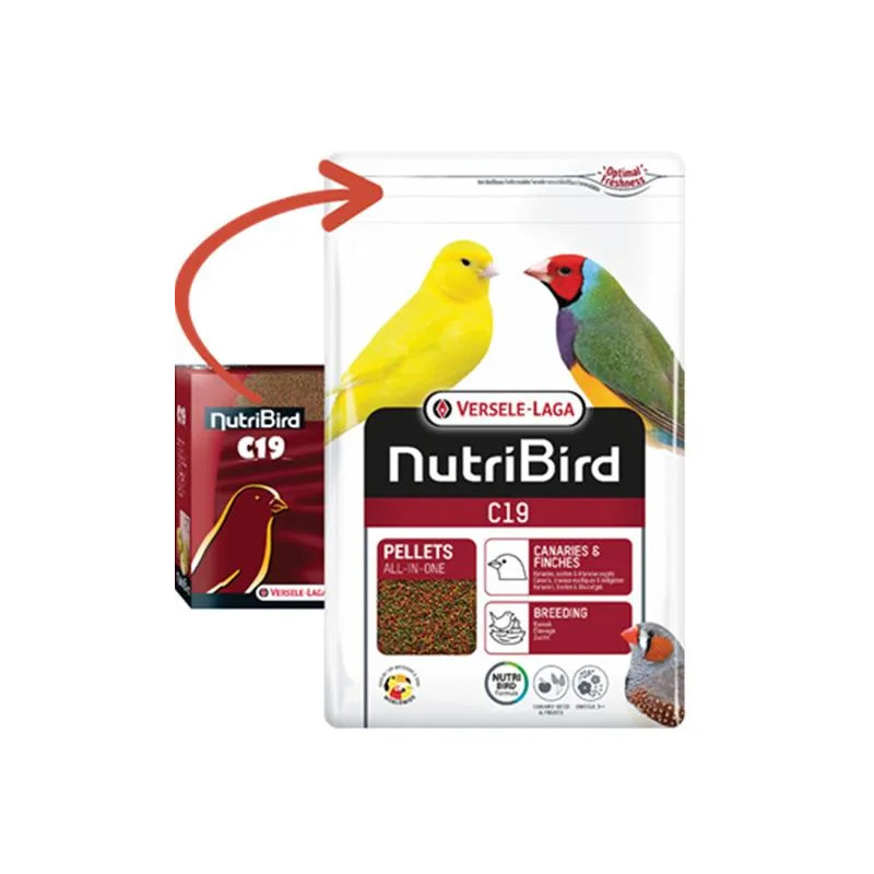 VL Orlux NutriBird C19 - extrudált eledel tenyésztéshez, vedléshez és fokozott igénybevételű kanárik és egzotikus madarak számár