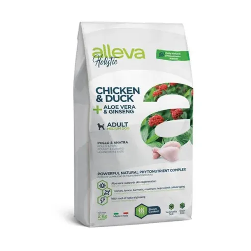 Alleva HOLISTIC kutya felnőtt közepes csirke & kacsa 2 kg