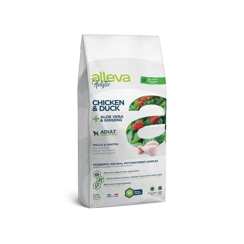Alleva HOLISTIC kutya felnőtt közepes csirke & kacsa 12 kg