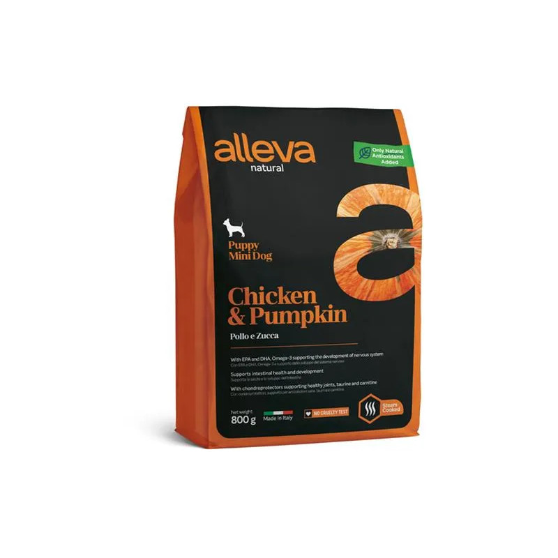 Alleva NATURAL kutya puppy mini csirke & sütőtök 0,8 kg