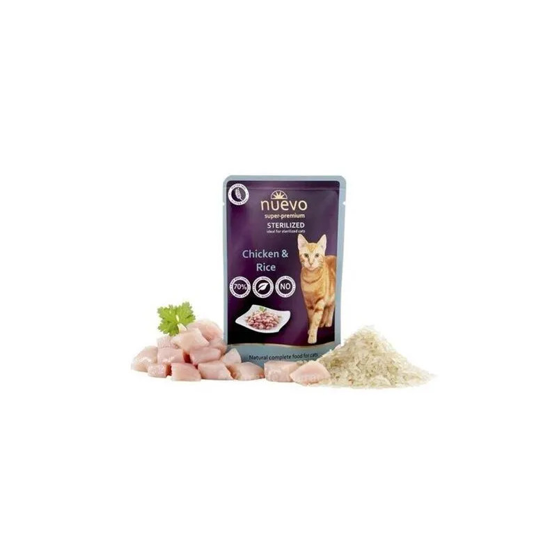 NUEVO macska Sterilized Chicken with Rice csomag 16 x 85 g tasak