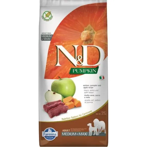 Farmina N&D dog PUMPKIN (GF) adult medium & maxi, venison & apple 12 kg